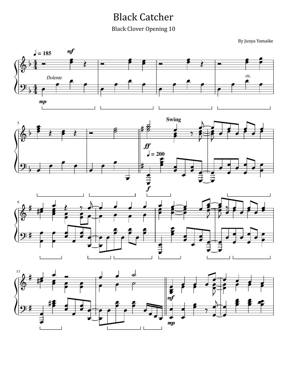 Black catcher piano