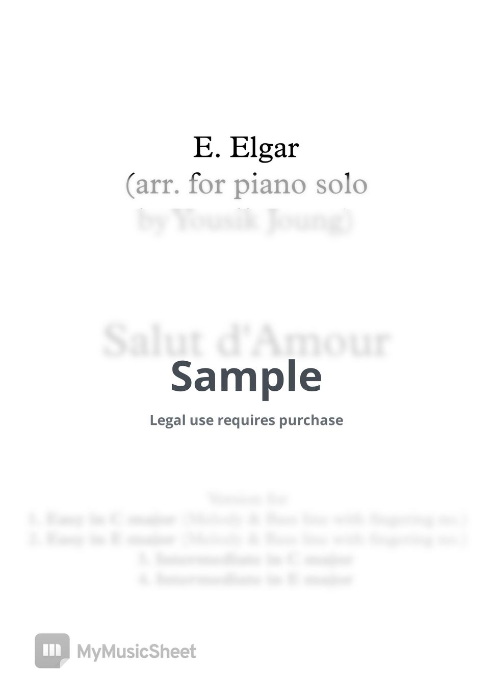 Edward Elgar - Salut d'Amour (C Major & E Major easy ver.) by Yousik Joung