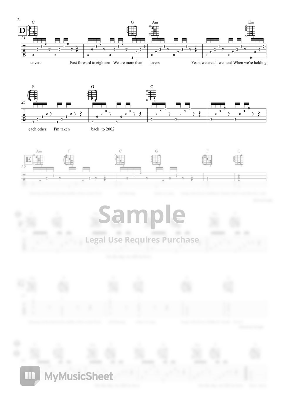 anne marie - 2002 (Guitar TAB) by 서동욱