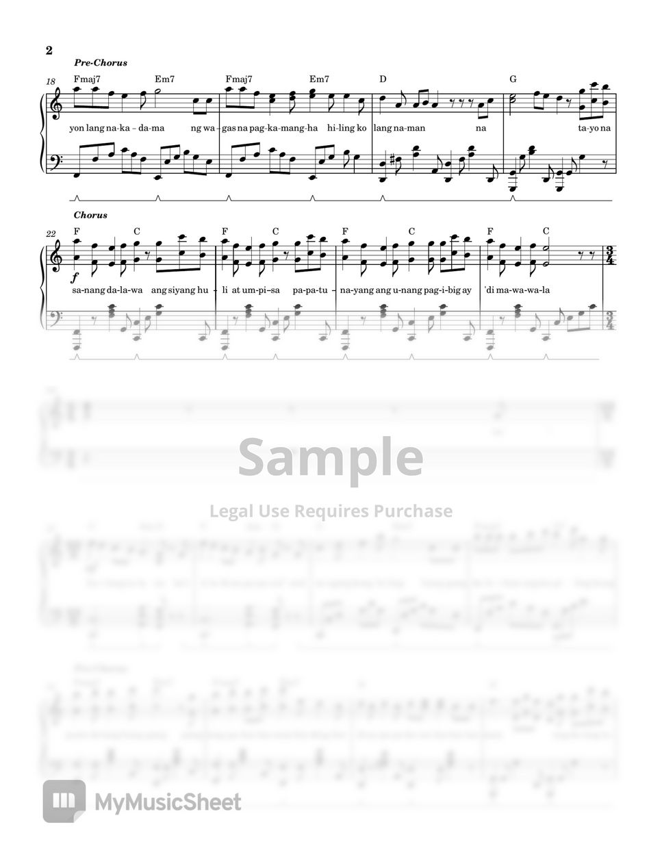 Sugarcane - Leonora (PIANO SHEET) by John Rod Dondoyano