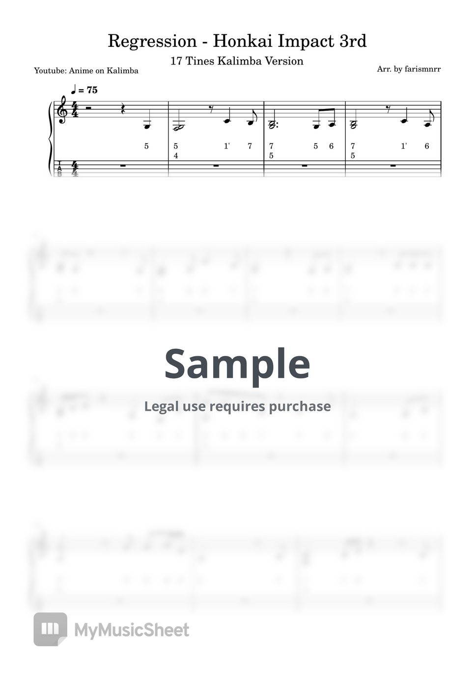 Honkai Impact 3rd - Regression (pdf + Midi) Tab + 1staff By Farismnrr