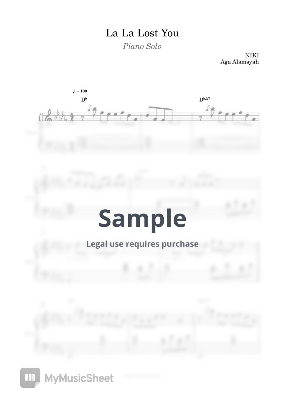 NIKI La La Lost You (Piano Solo) Sheets by Aga Pratama Alamsyah