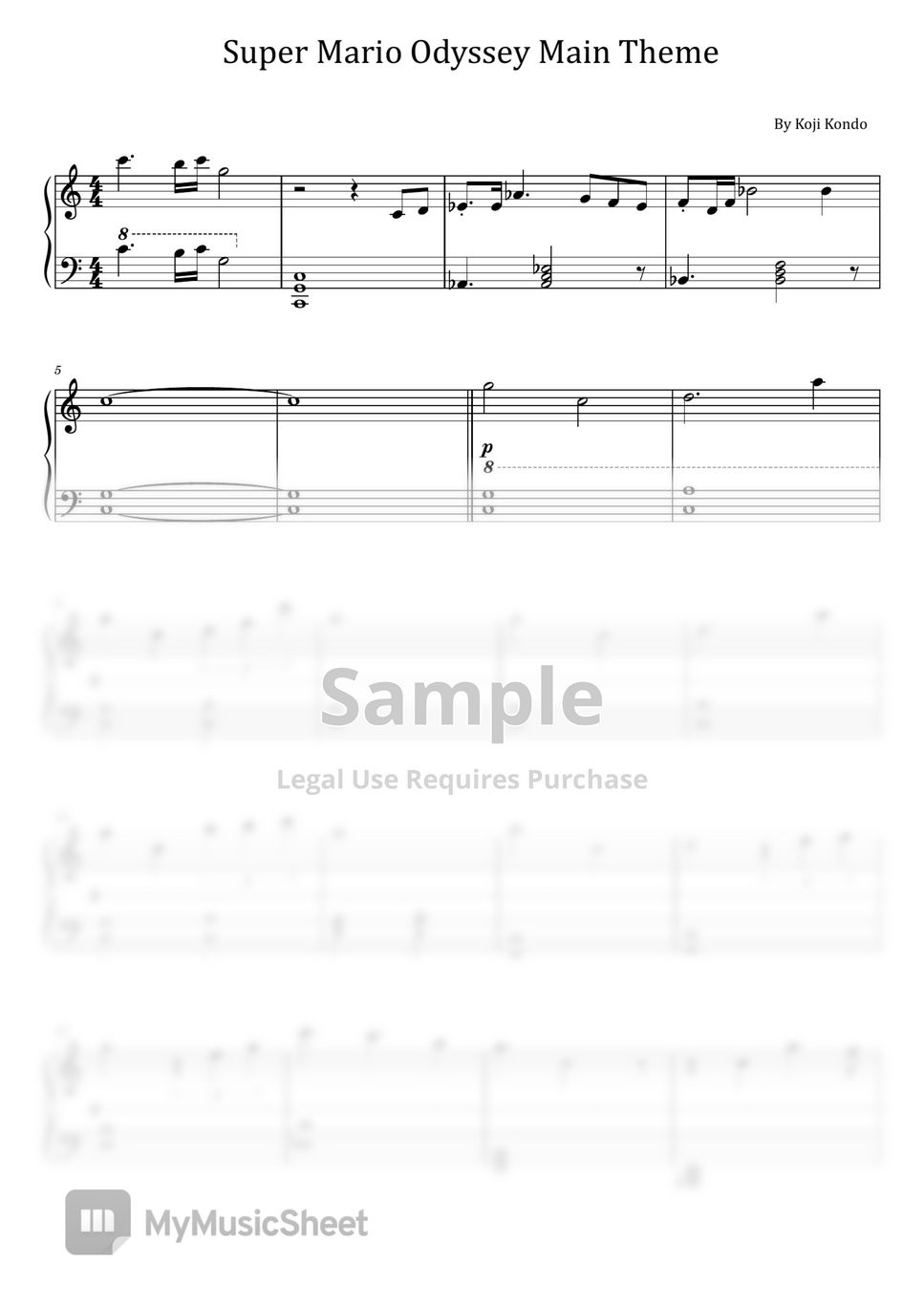 Super Mario Odyssey - Super Mario Odyssey Main Theme (For Piano Solo) by poon