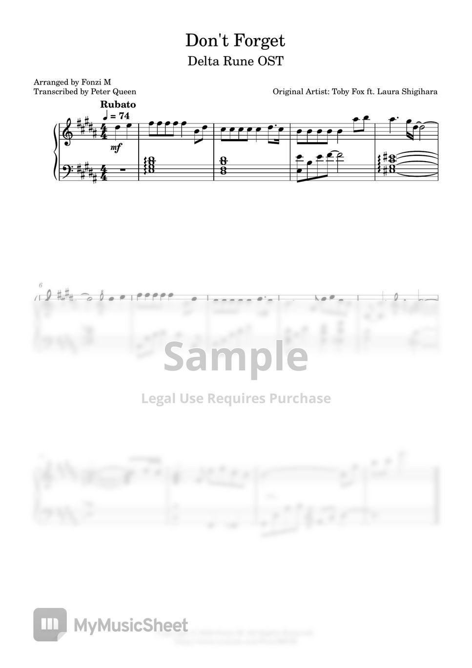 Toby Fox Music Sheets, Music Artists