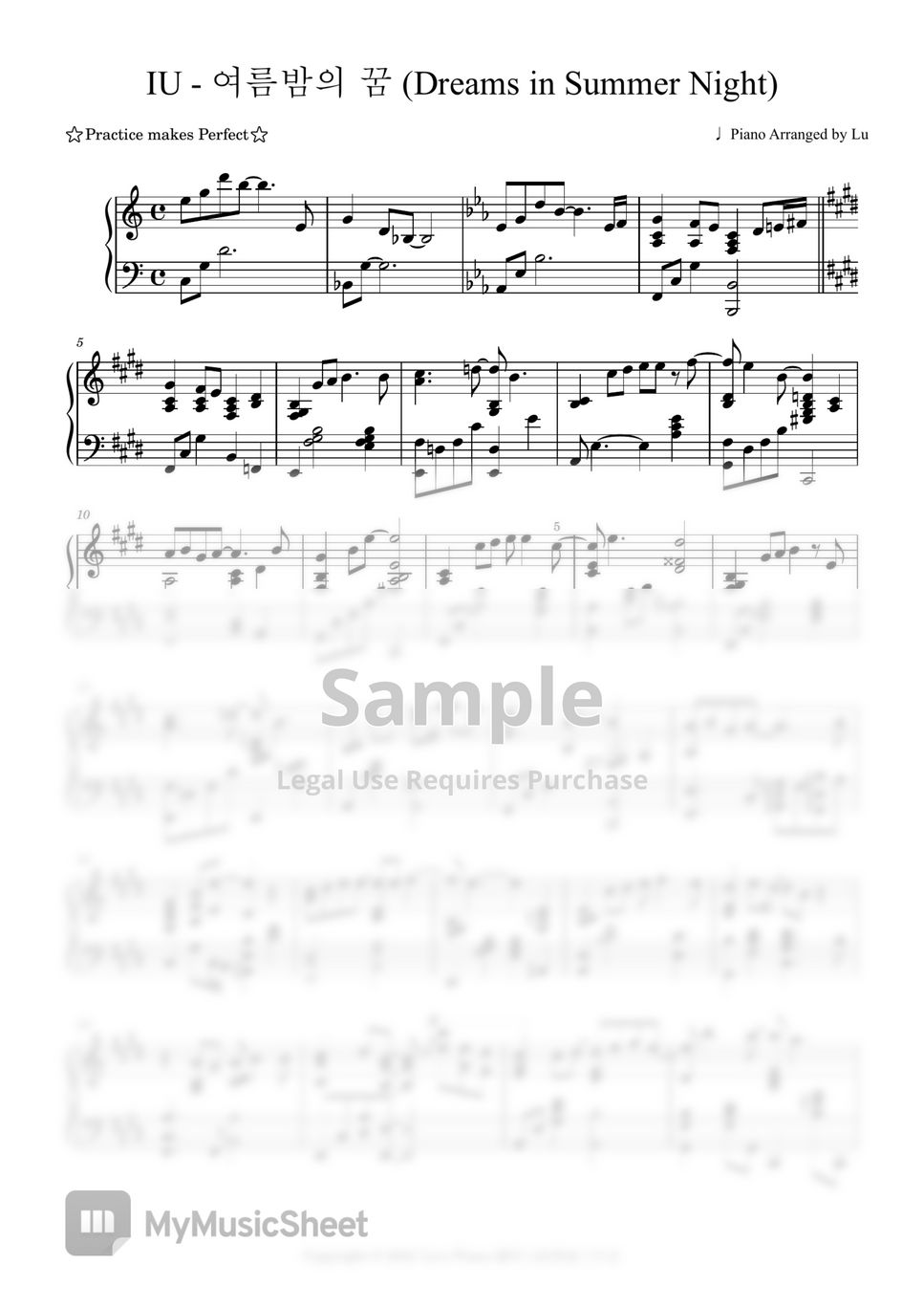 IU - Dreams in Summer Night by Lu's Piano