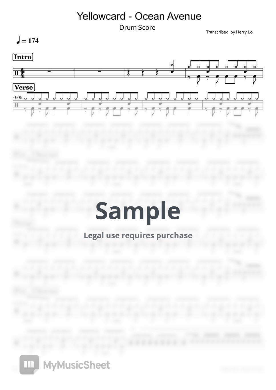 Yellowcard Ocean Avenue Sheets by Herry Lo Drums