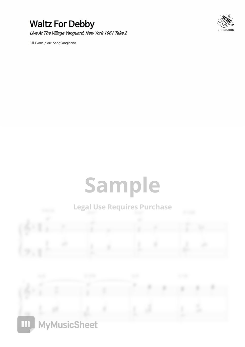 Bill Evans Waltz For Debby 악보 by SangSangPiano