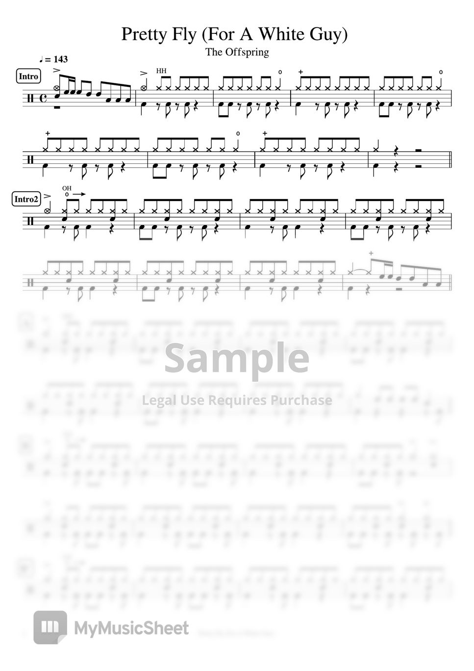 The Offspring - Pretty Fly (For A White Guy) by Cookai's J-pop Drum sheet music!!!