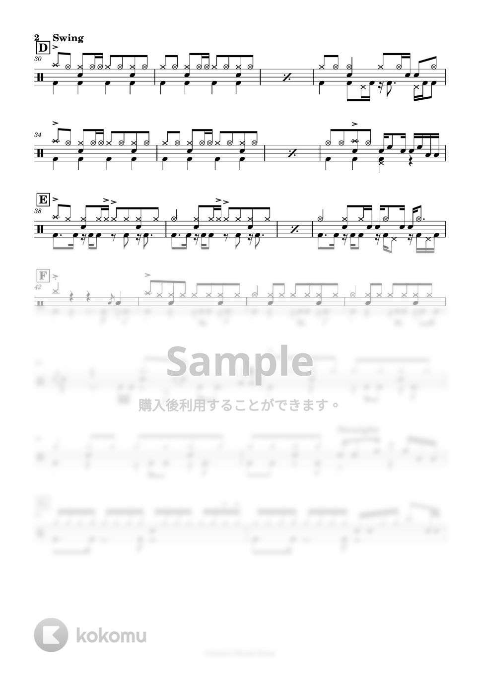 King Gnu BOY 楽譜 by Cookie's Drum Score