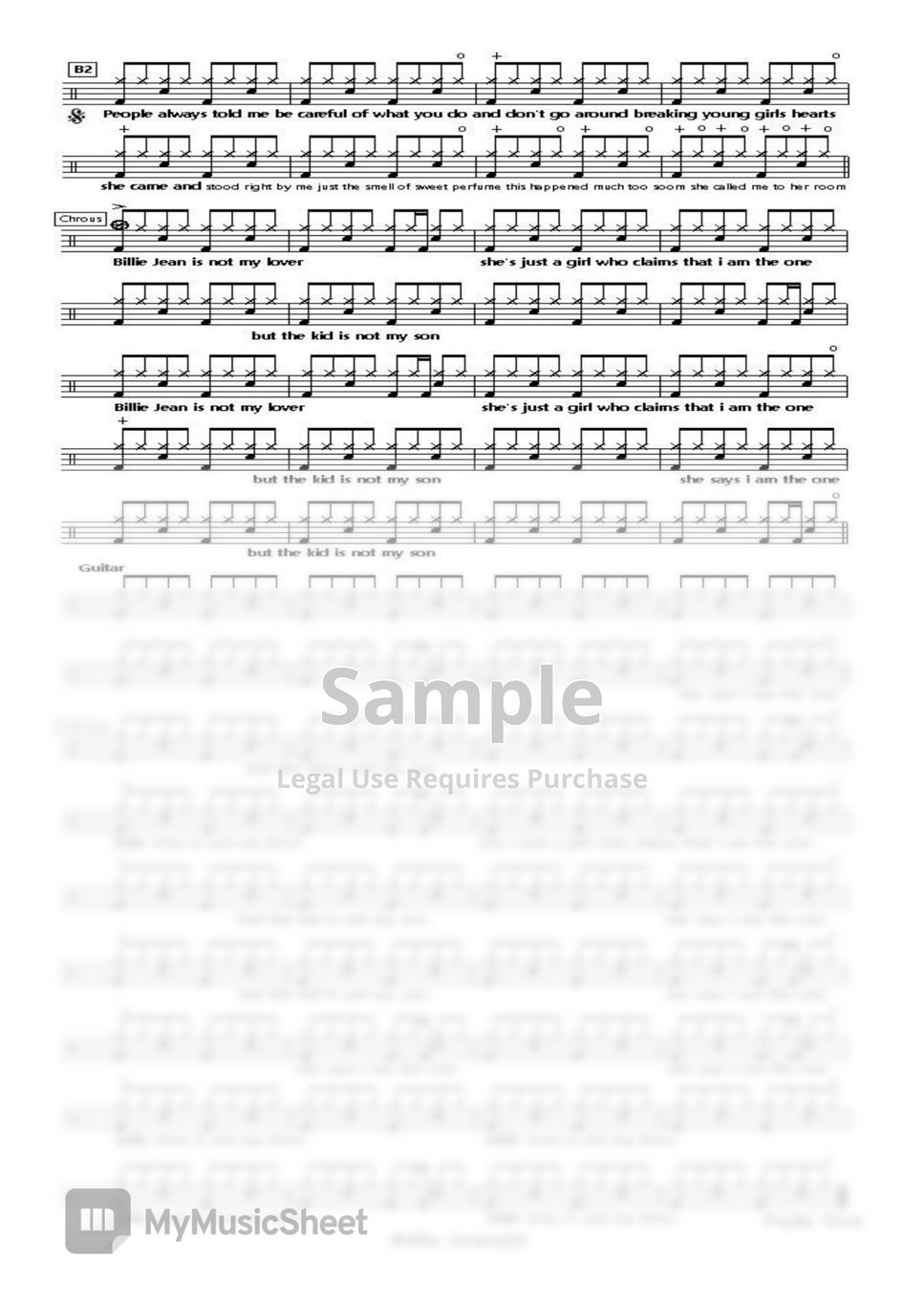 michael jackson billie jean (pop) Partitura by 쿵딱드럼