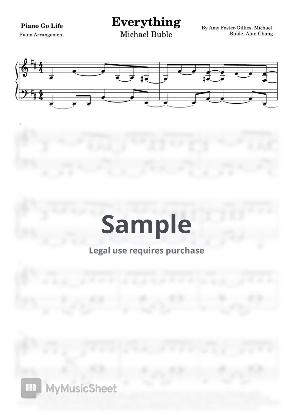 Michael Buble Everything Sheets By Piano Go Life