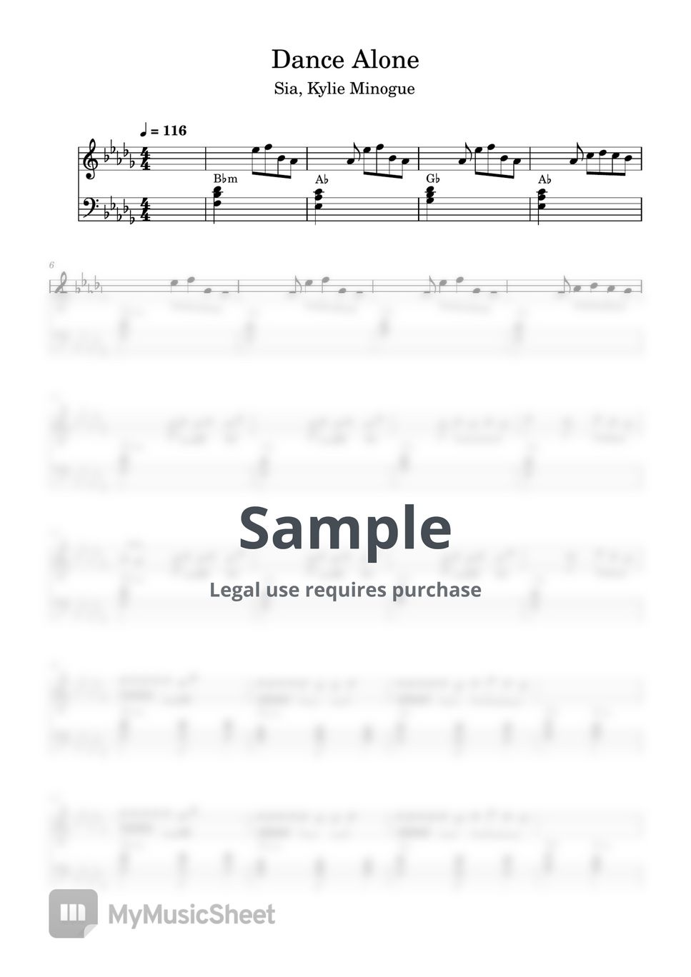 Sia, Kylie Minogue - Dance Alone Sheets by Will Adagio