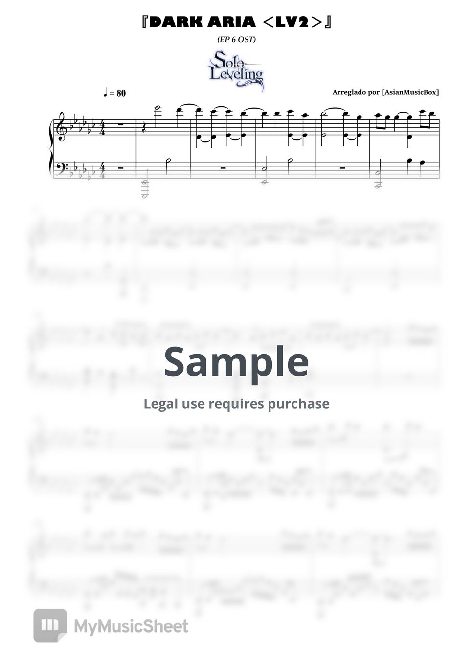 Hiroyuki Sawano - Solo Leveling Ost Dark Aria ＜lv2＞ (sheet, Midi 