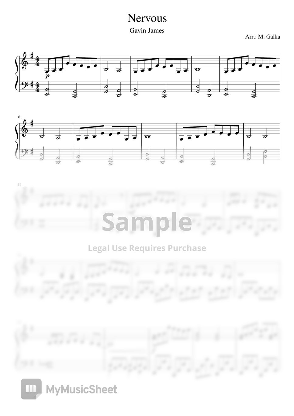 Nervous - the Neighbourhood PIANO LEAD Sheet music for Vocals (Solo)