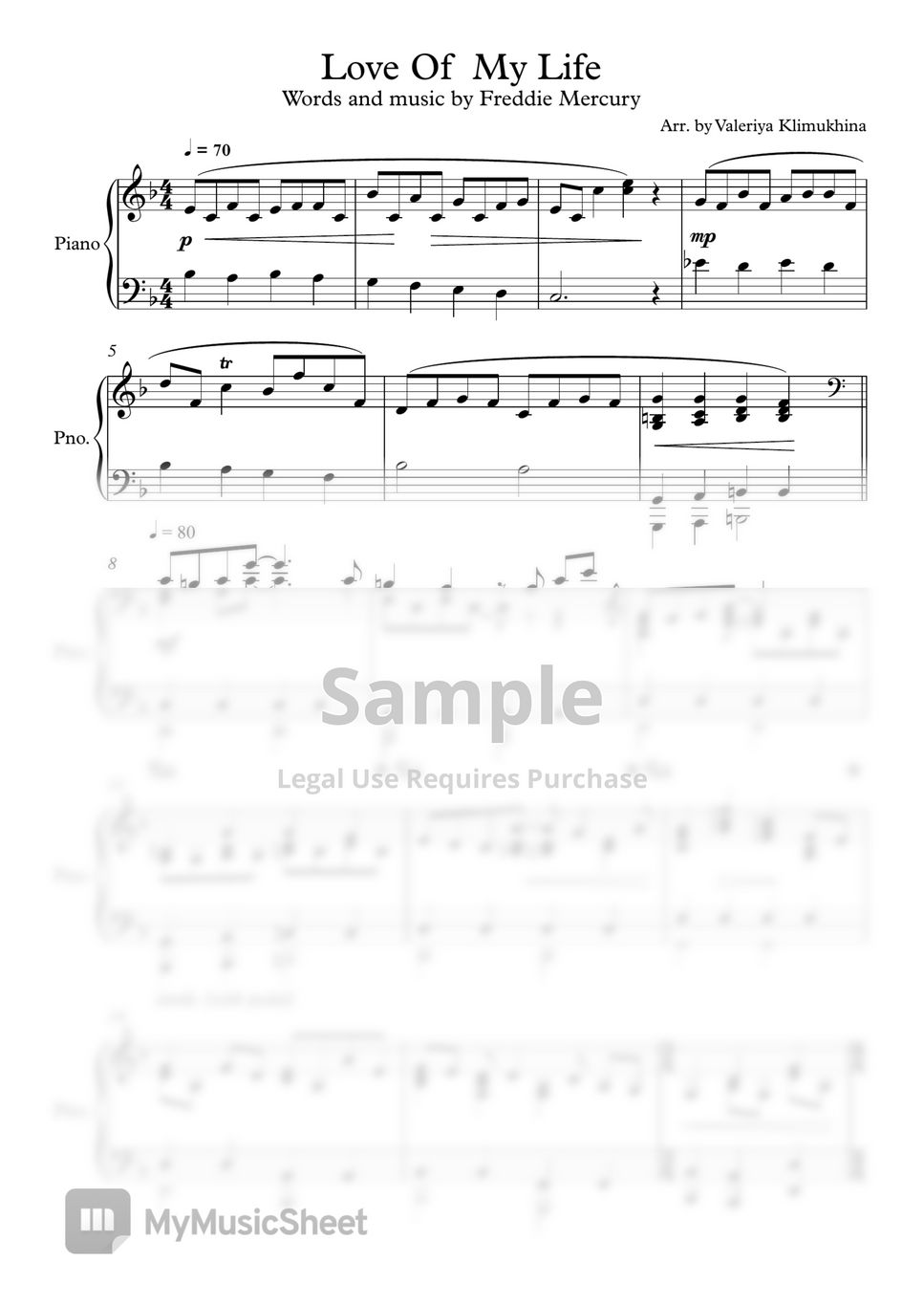 Love Of My Life Sheet Music (Piano)