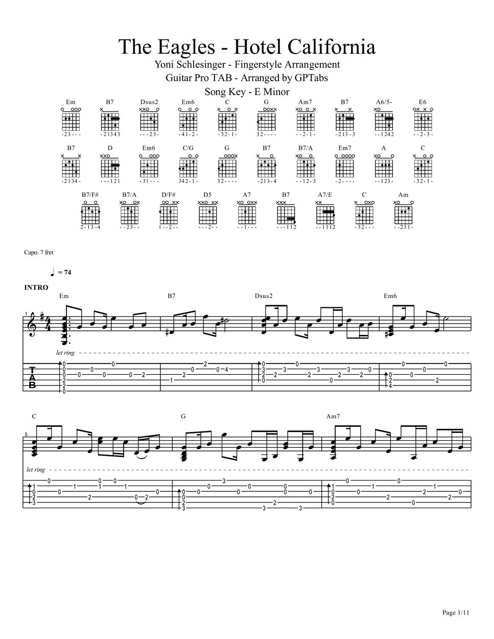 The Eagles Hotel California Sheets by Yoni Schlesinger