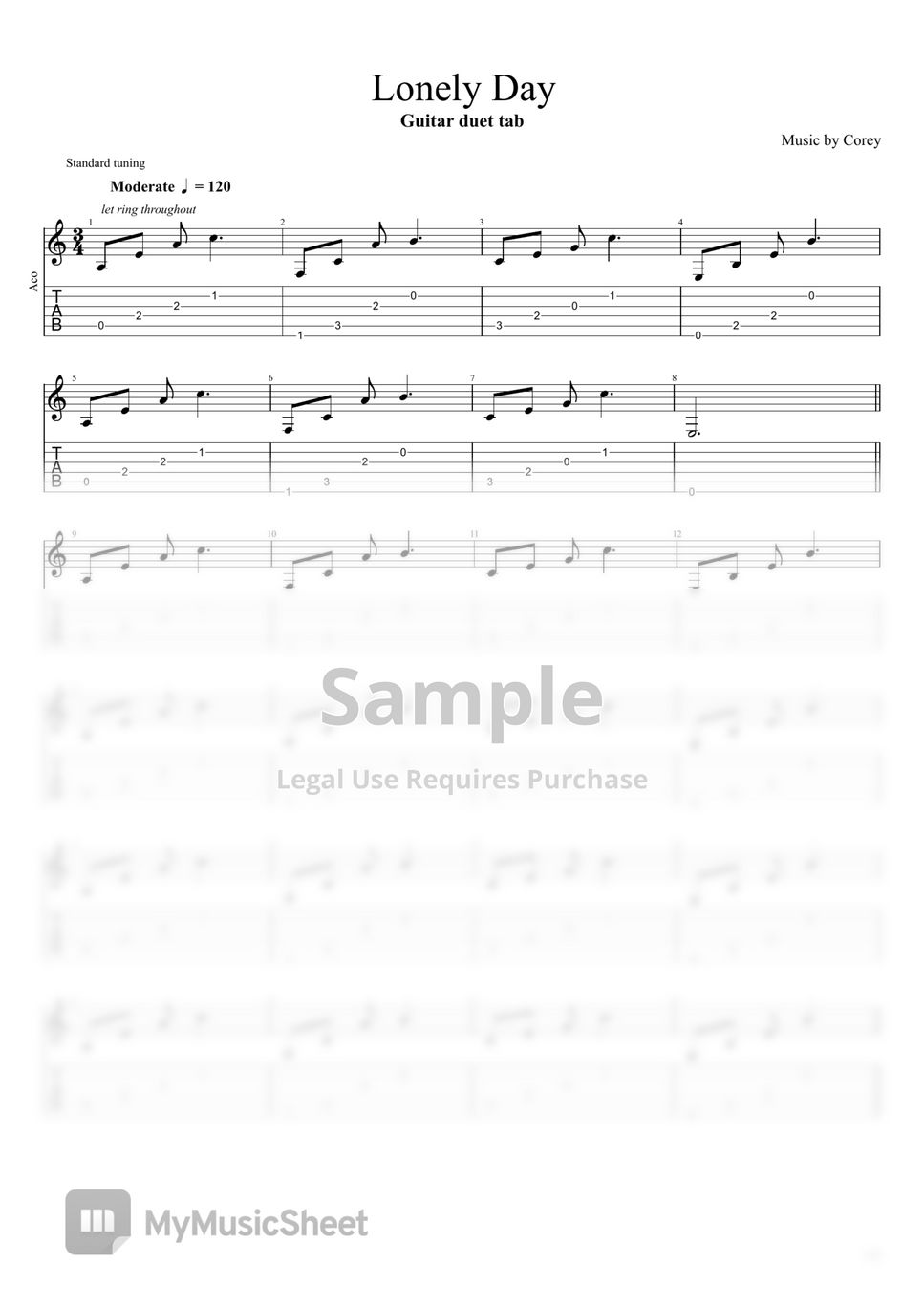 System of a down hot sale lonely day guitar tab