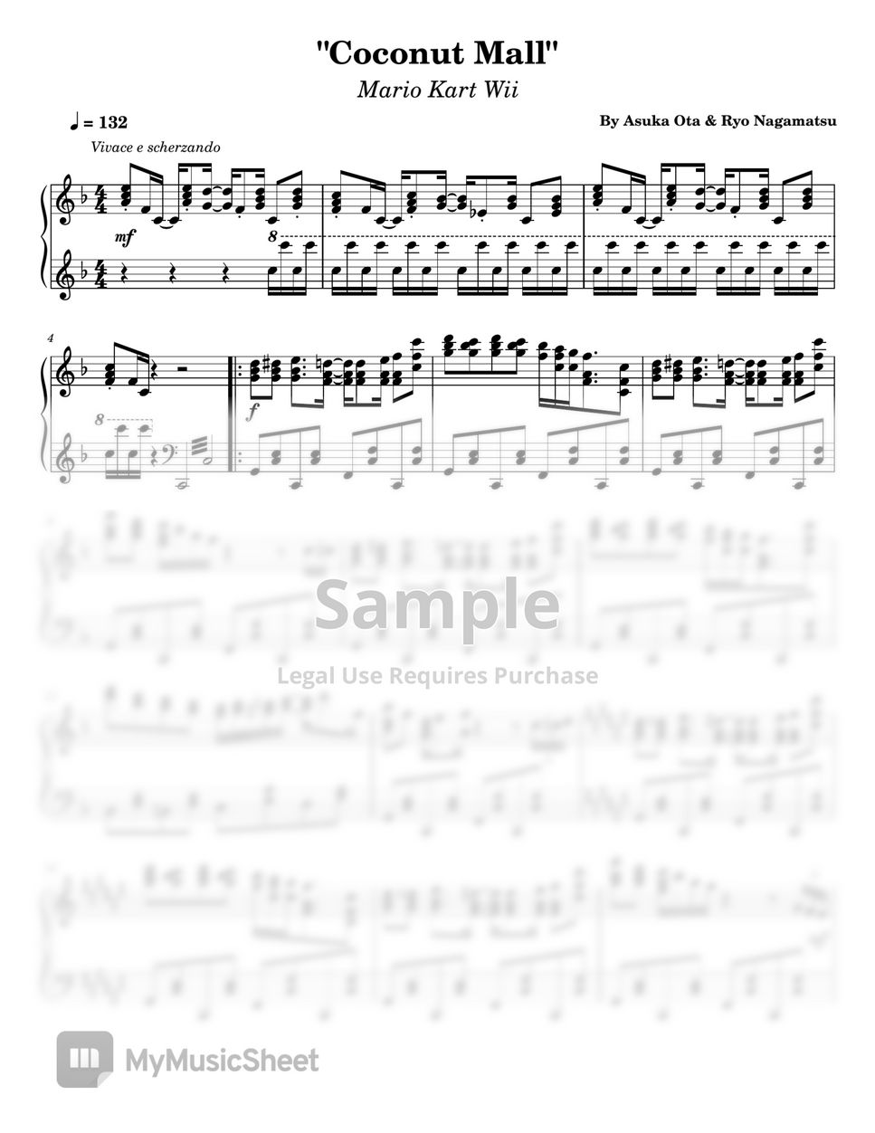 Mario Kart Wii Coconut Mall (马里奥赛车wiiCoconut MallFrom Mario Kart WiiFor Piano Solo) Sheets
