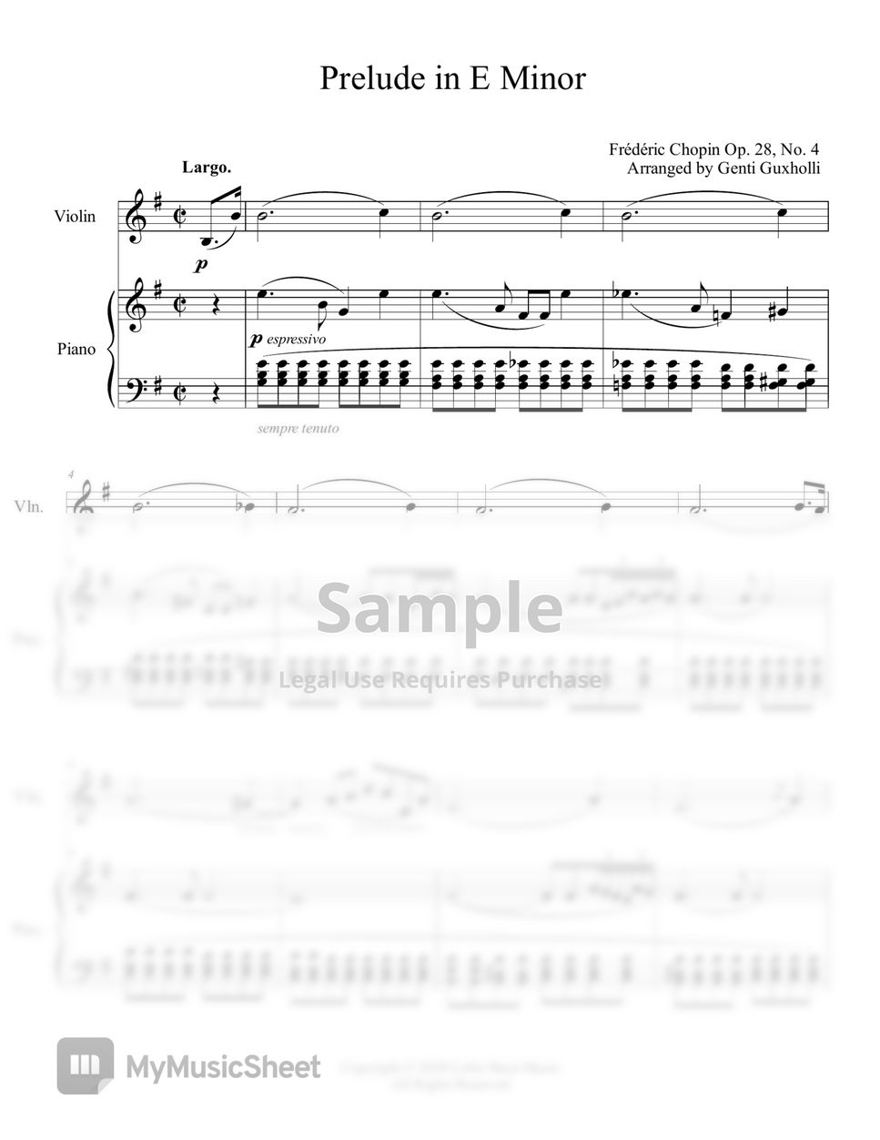 Frédéric Chopin - Prelude in E Minor, Op. 28, No. 4 (Violin Solo with Piano Accompaniment) by Genti Guxholli