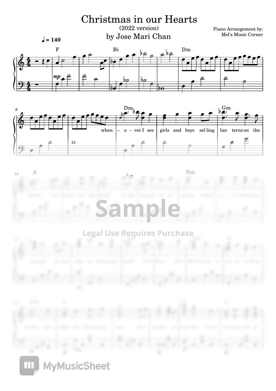 Jose Mari Chan - Christmas in Our Hearts (piano sheet music) Sheets by ...