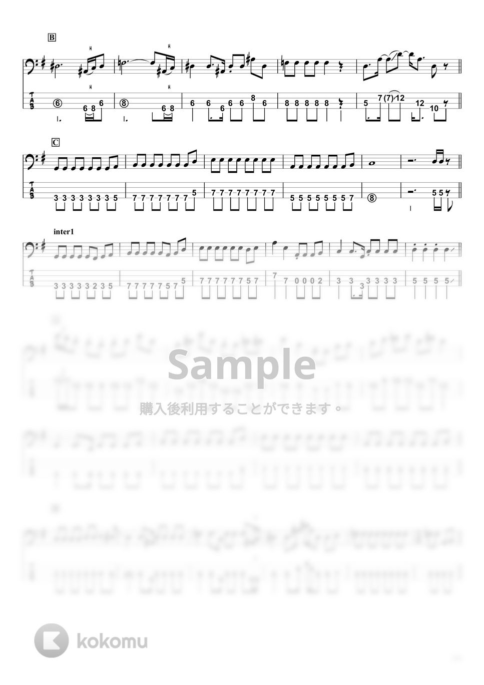 Saucy Dog - いつか (ベースTAB譜☆4弦ベース対応) 楽譜 by swbass
