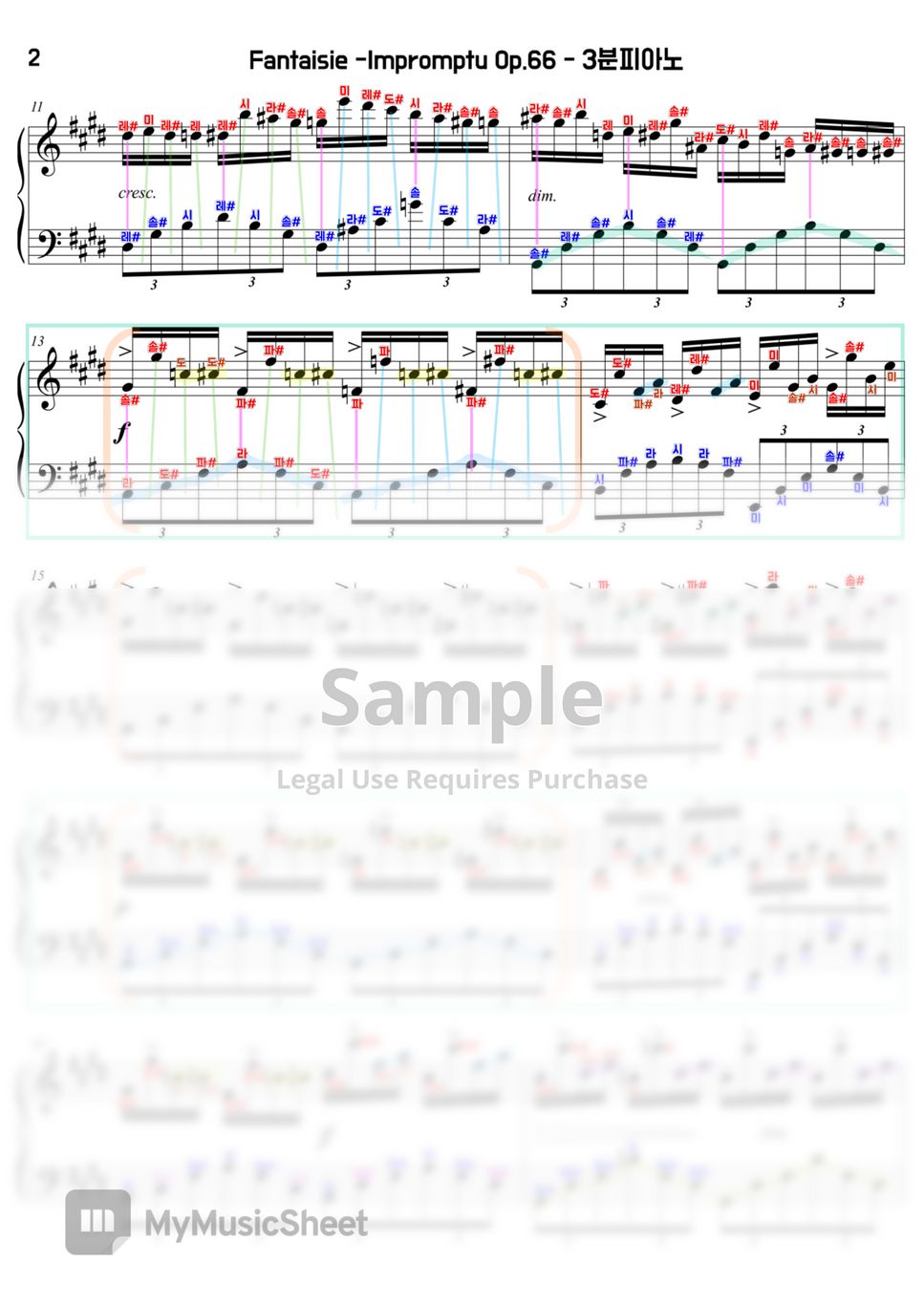 Chopin - Fantaisie Impromptu Op.66 (계이름악보 포함) by 3분피아노