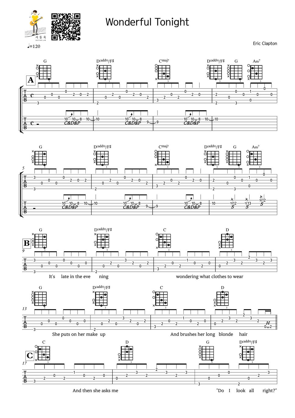 Eric clapton wonderful tonight guitar tab tab by 