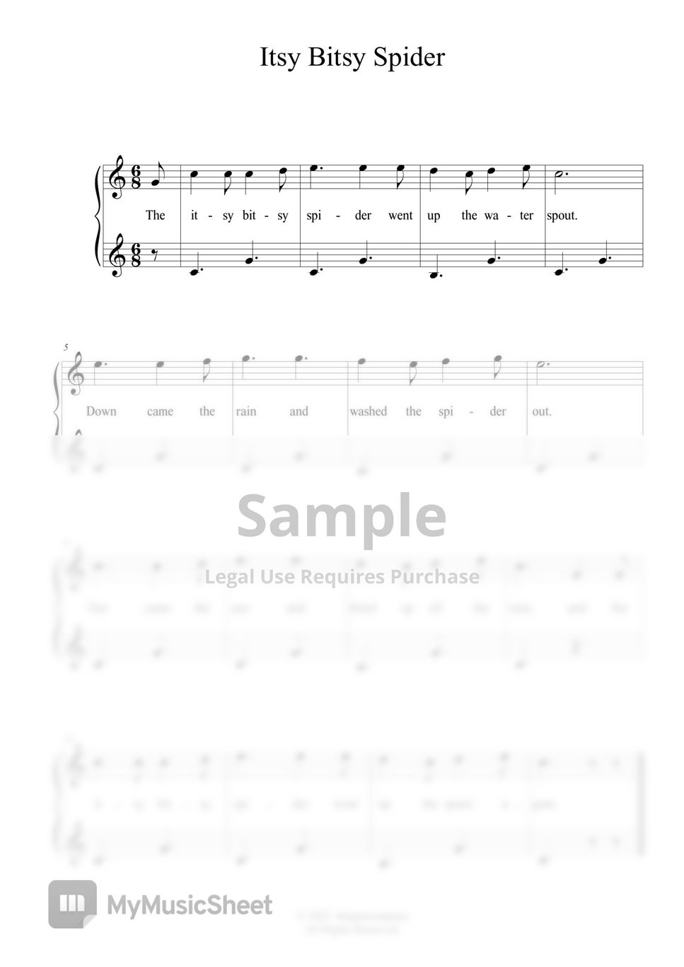 Itsy Bitsy Spider Sheets by MyMusicSheet Official