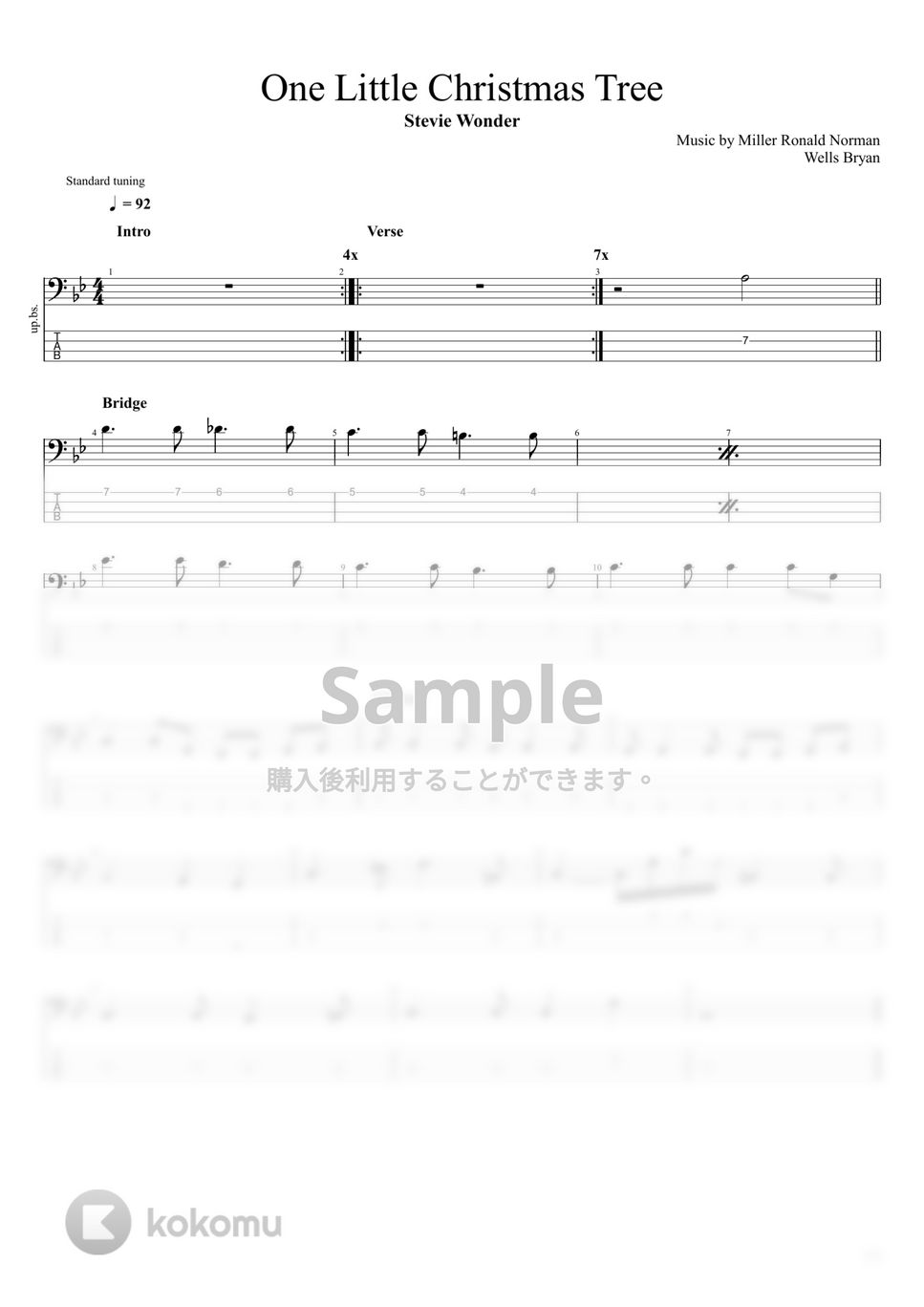 Stevie Wonder One Little Christmas Tree 楽譜 by まっきん