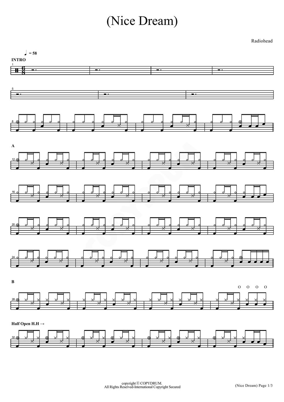 radiohead-nice-dream-sheet-by-copydrum