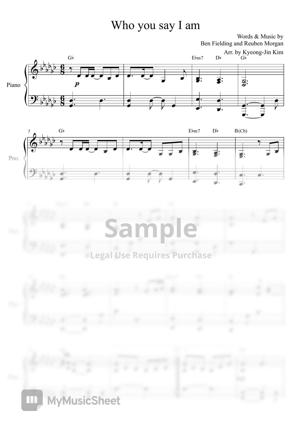 Hillsong Who You Say I Am By Pianist Jin