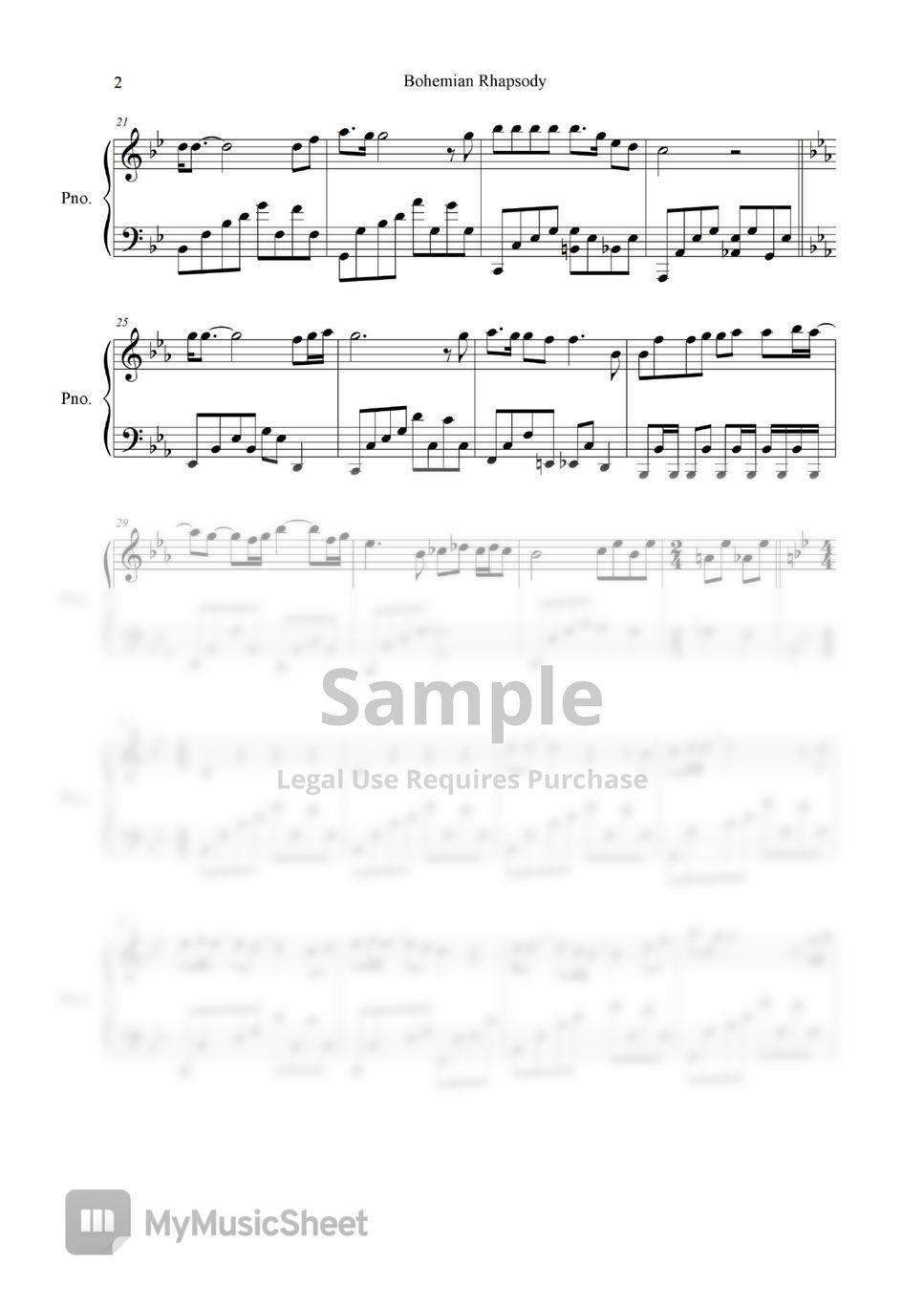 Queen - Bohemian Rhapsody Sheet By Freestyle Pianoman