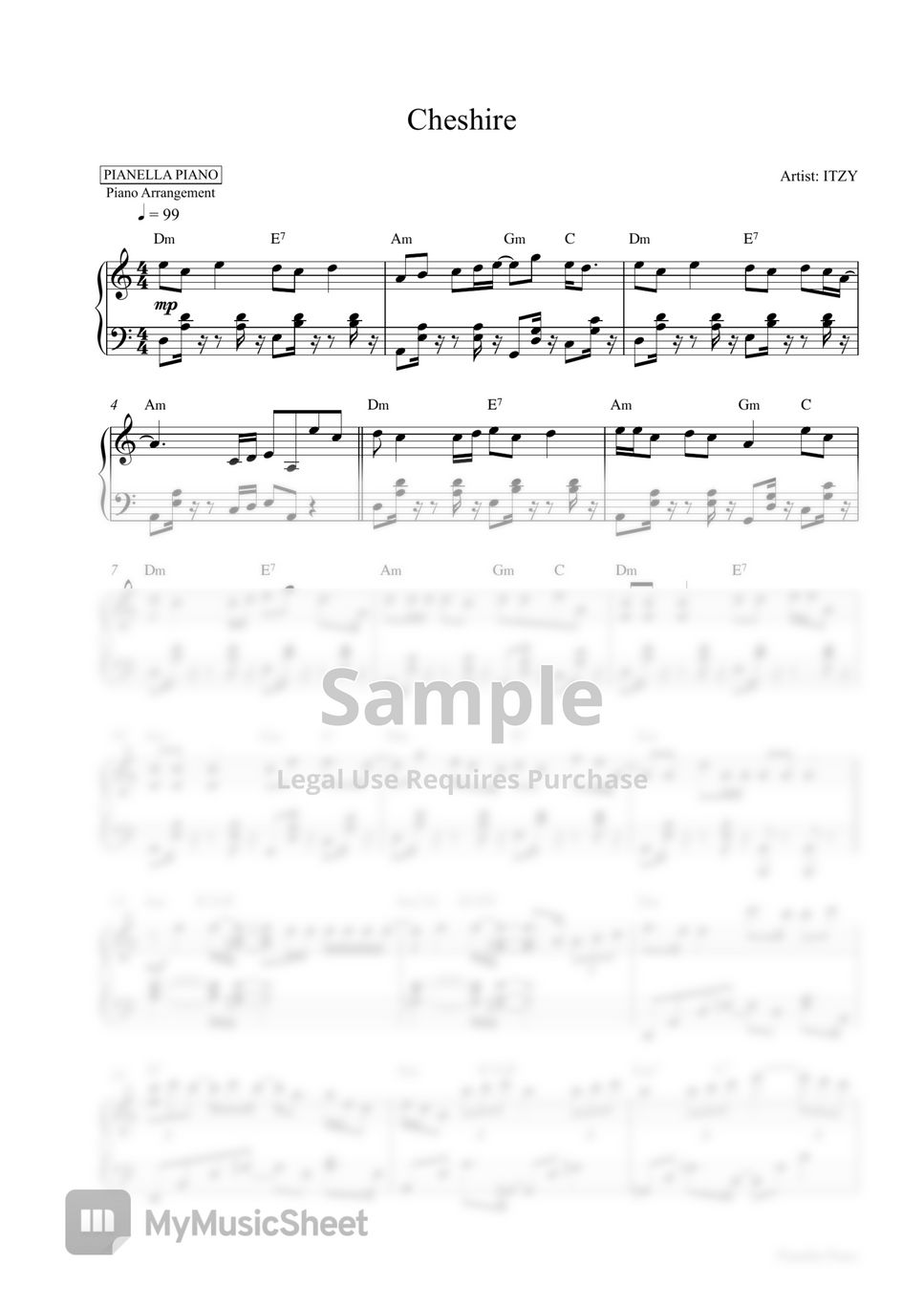 Itzy Cheshire Piano Sheet Sheets By Pianella Piano