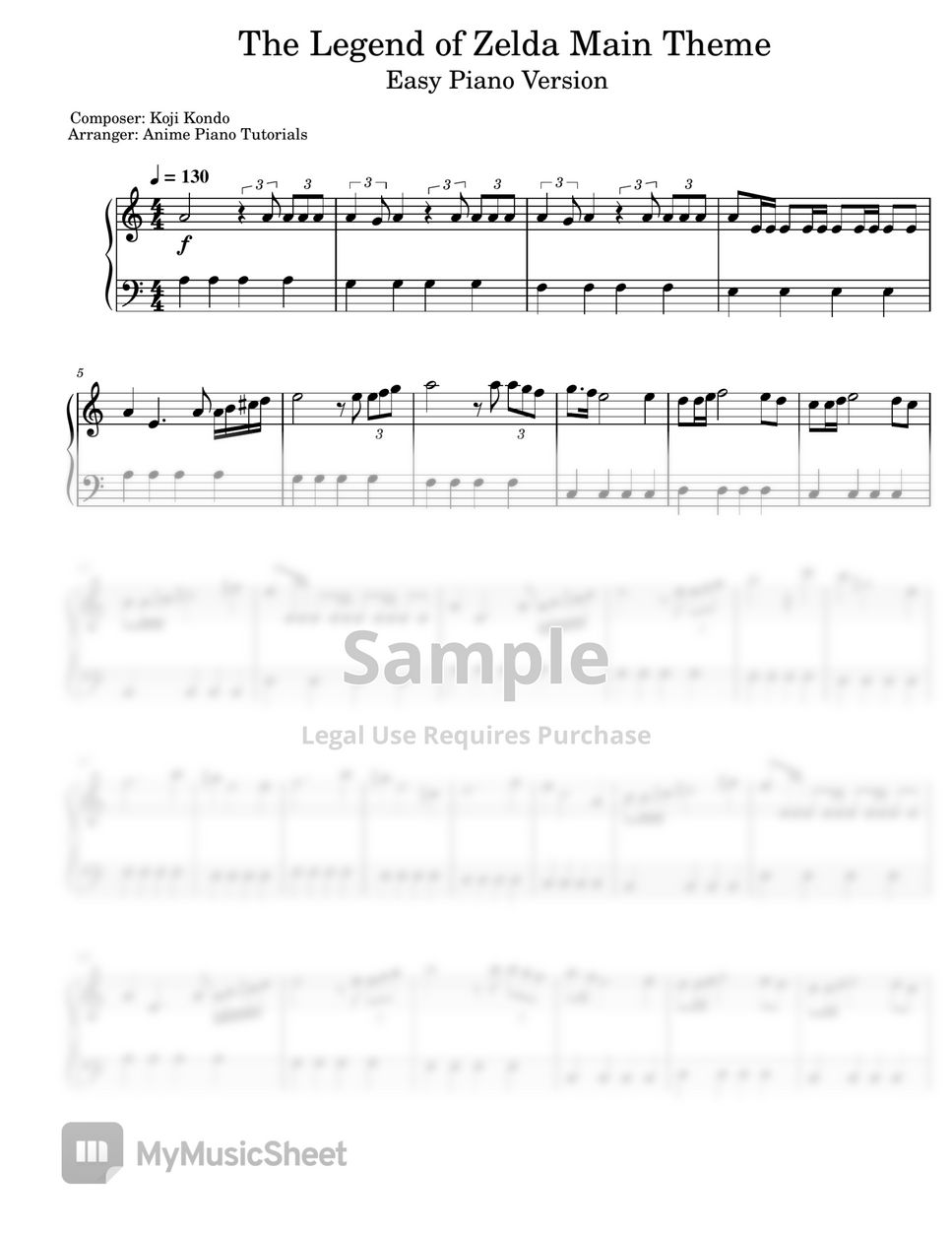 LoZ: Ocarina of Time Title Theme Sheet music for Piano (Solo) Easy