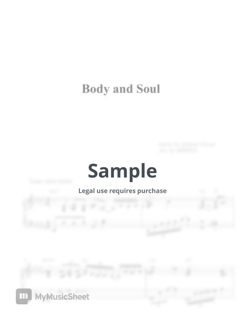 Johnny Green Body and Soul (Jazz Ballad) Sheets by MIWHA