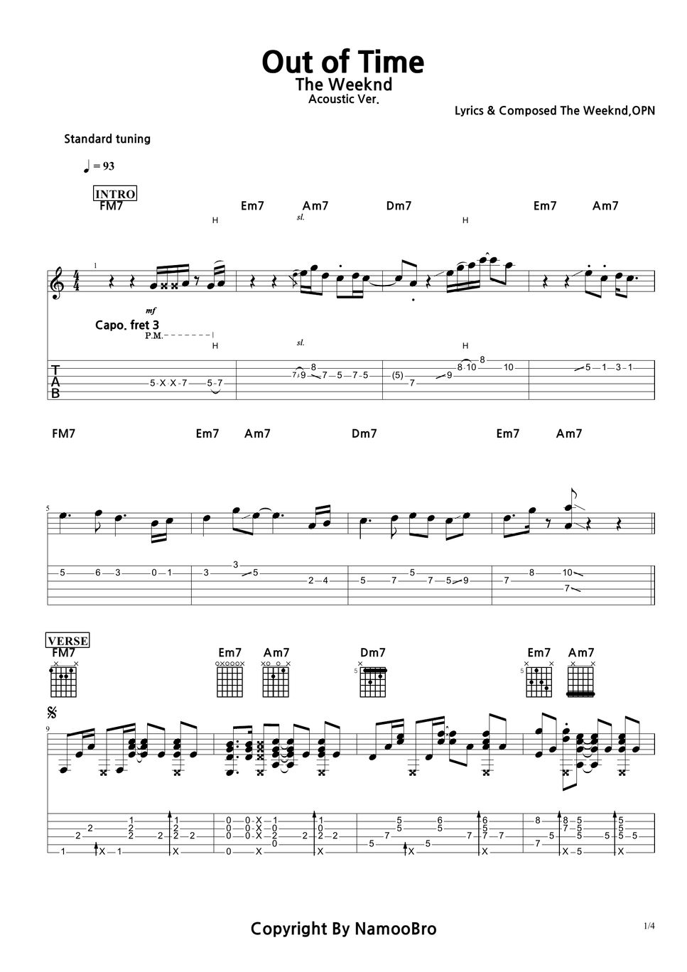 The Weeknd Out of Time TAB by NamooBro