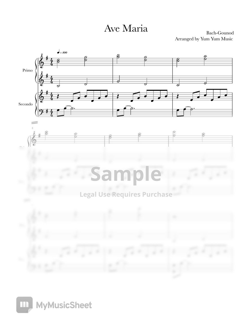 Bach-Gounod - Ave Maria Piano Duet by Yum Yum Music