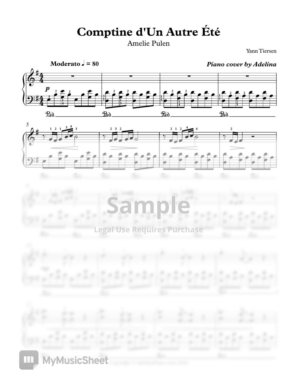 Yann Tiersen - Comptine d'un autre été by Adelina Piano