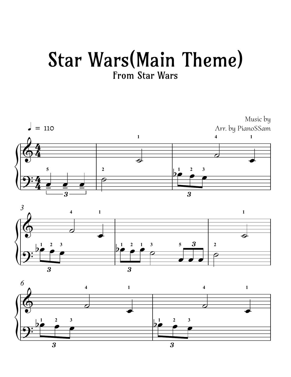 John Williams - [Beginner] Star Wars Main Theme (Star Wars) Sheets by ...