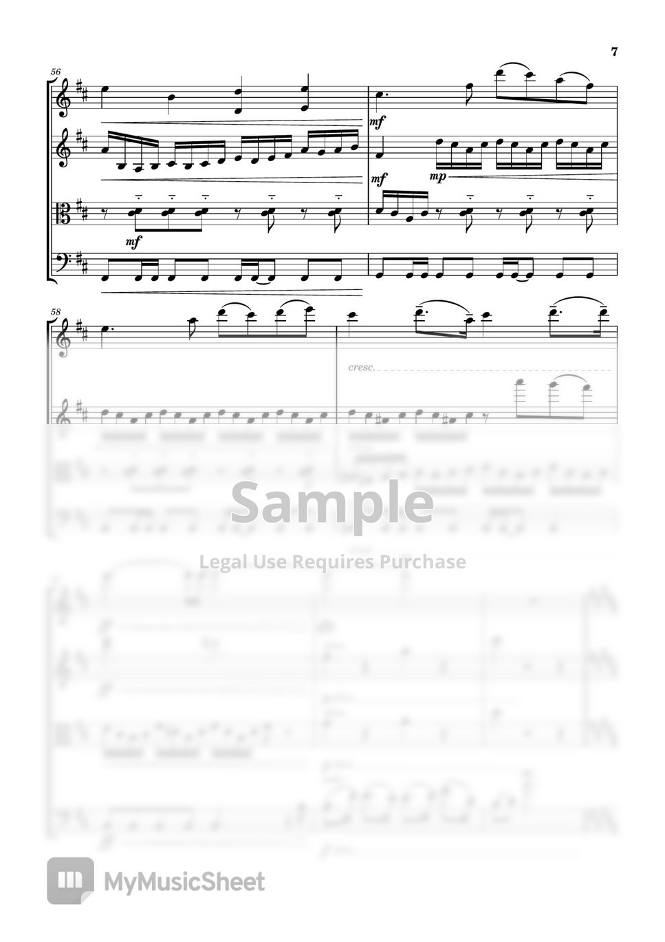 Ai Higuchi - Akuma no Ko 悪魔の子 String Quartet Full score with Part scores (Attack on Titan Final Season Part 2) by Sammi Chan