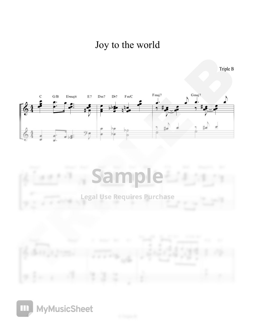 Handel Joy to the world (Jazz Cover) 악보 by Tripel B