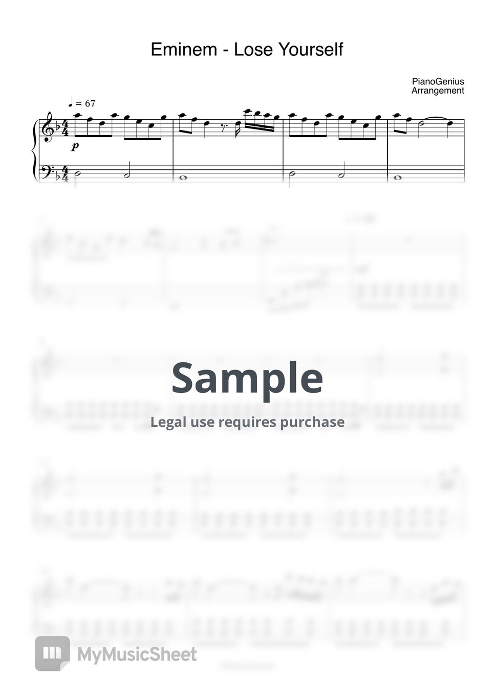Eminem Lose Yourself Easy Sheets By Pianogenius 