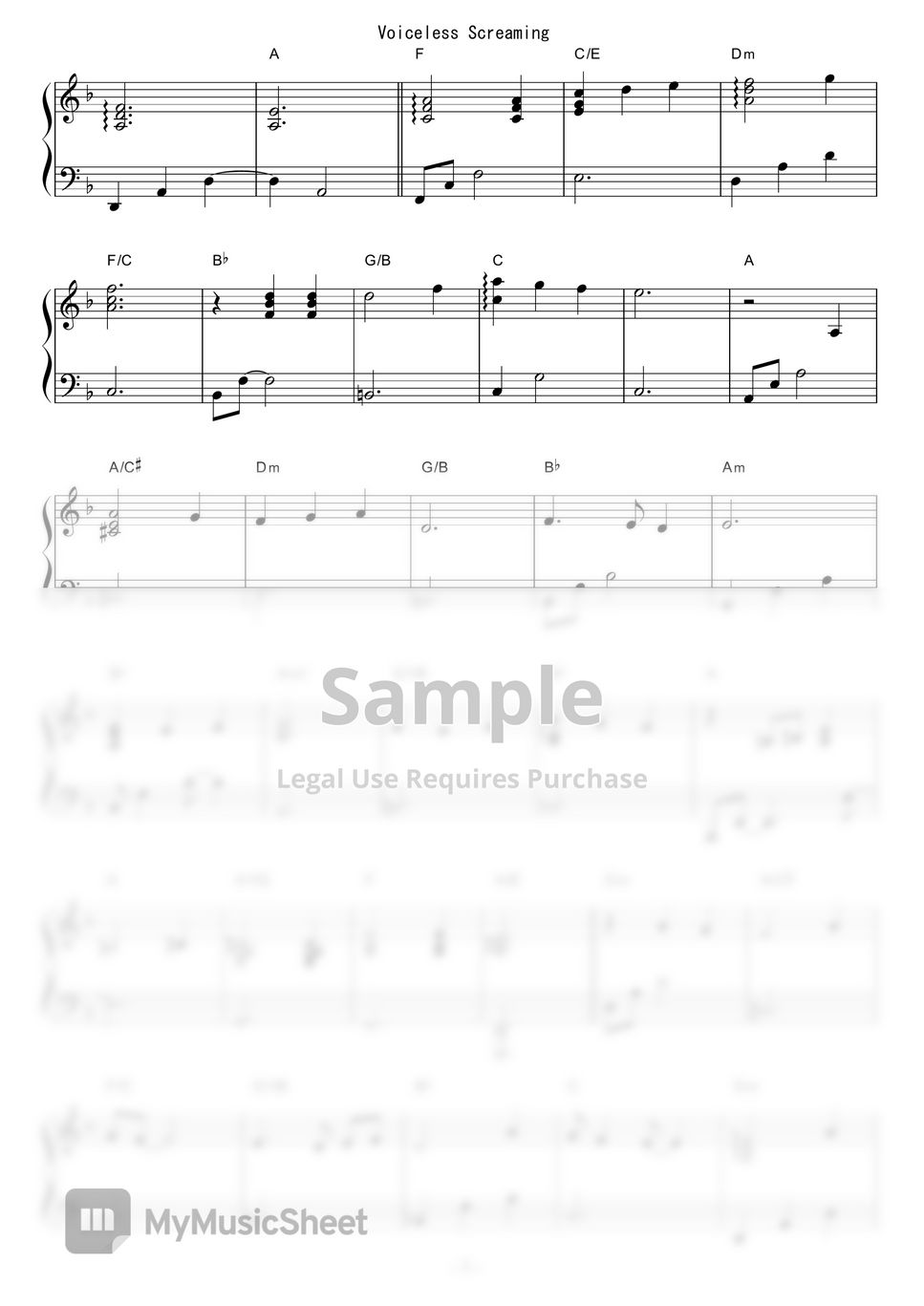 楽譜 X / TAIJI - Voiceless Screaming 楽譜 by piano*score