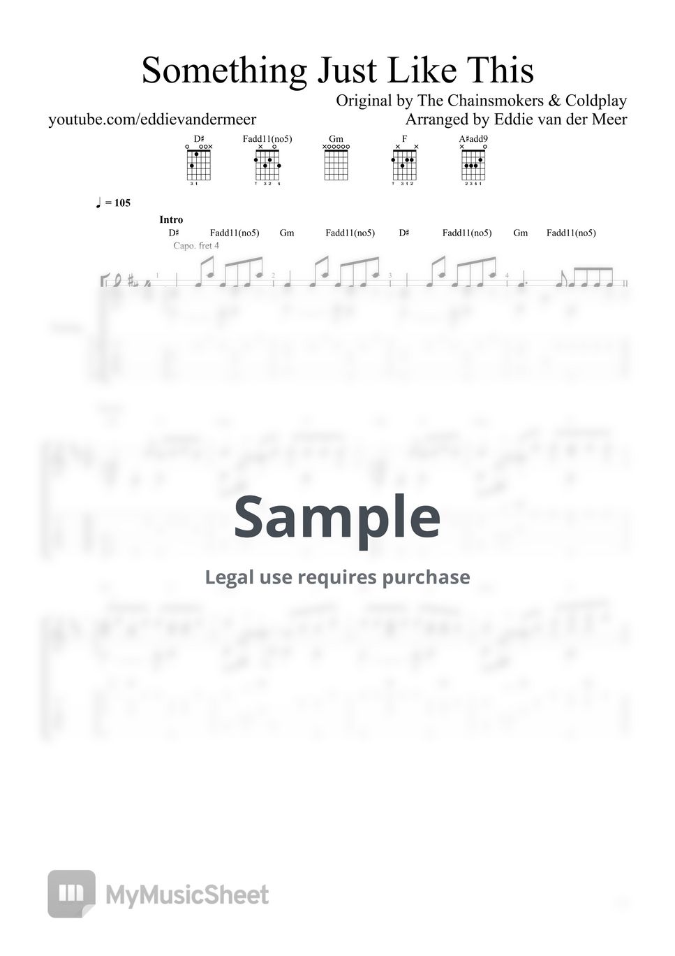 The Chainsmokers and Coldplay Something Just Like This Tab + 1staff