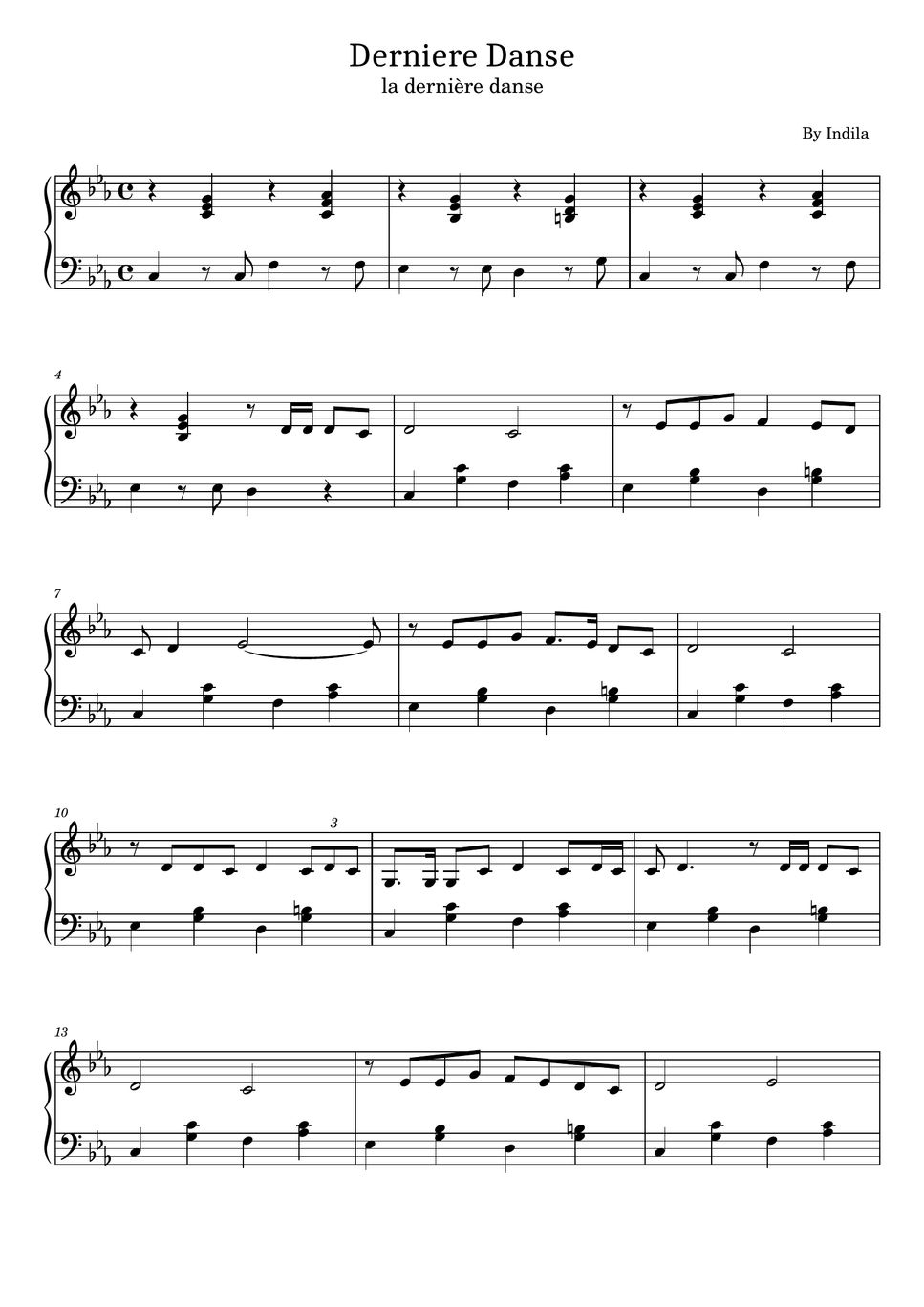 Indila derniere danse la derni re danse for easy piano sheet by poon