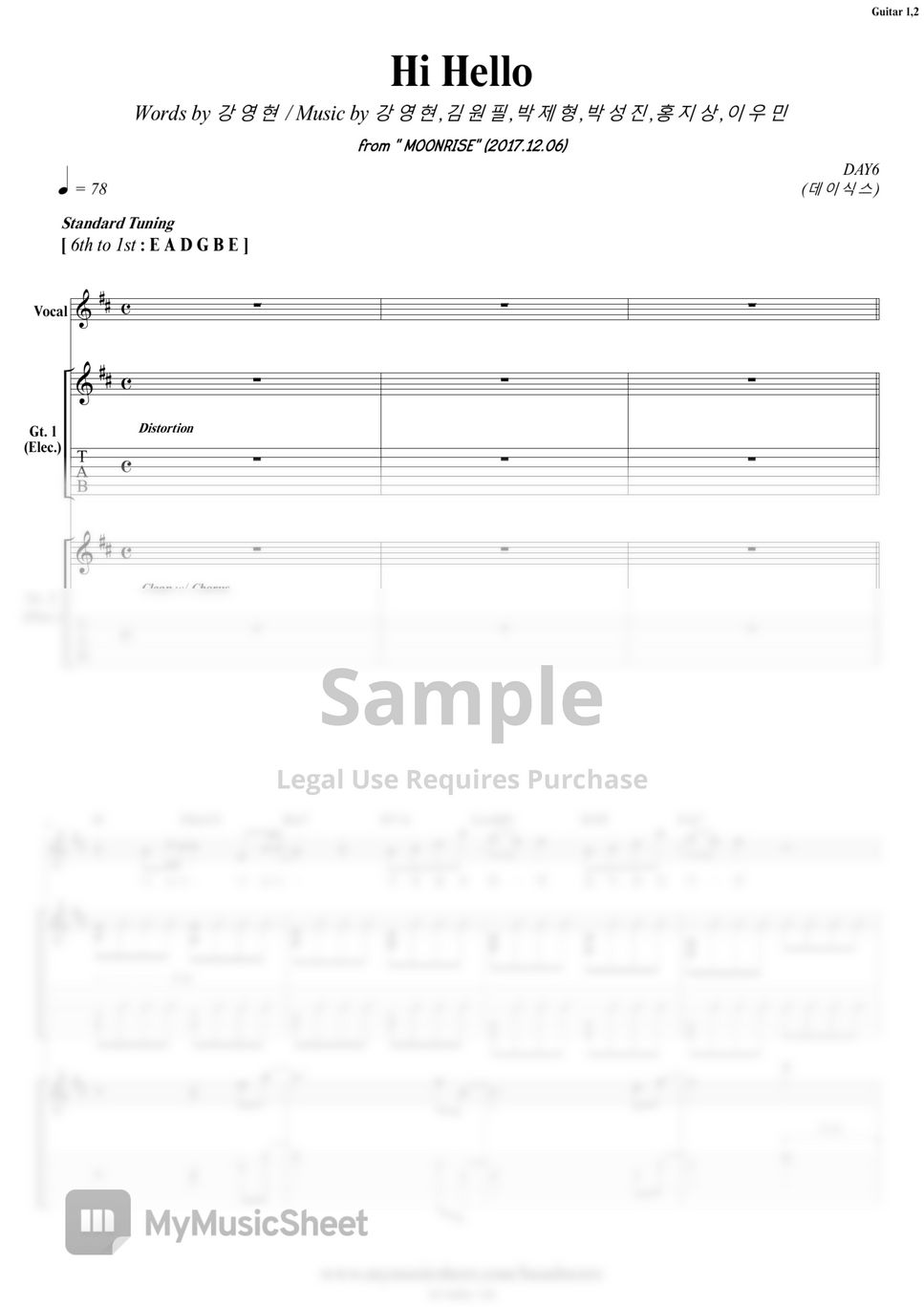 DAY6 - Hi Hello | Guitar Electric Guitar ABA PDF | mymusic5