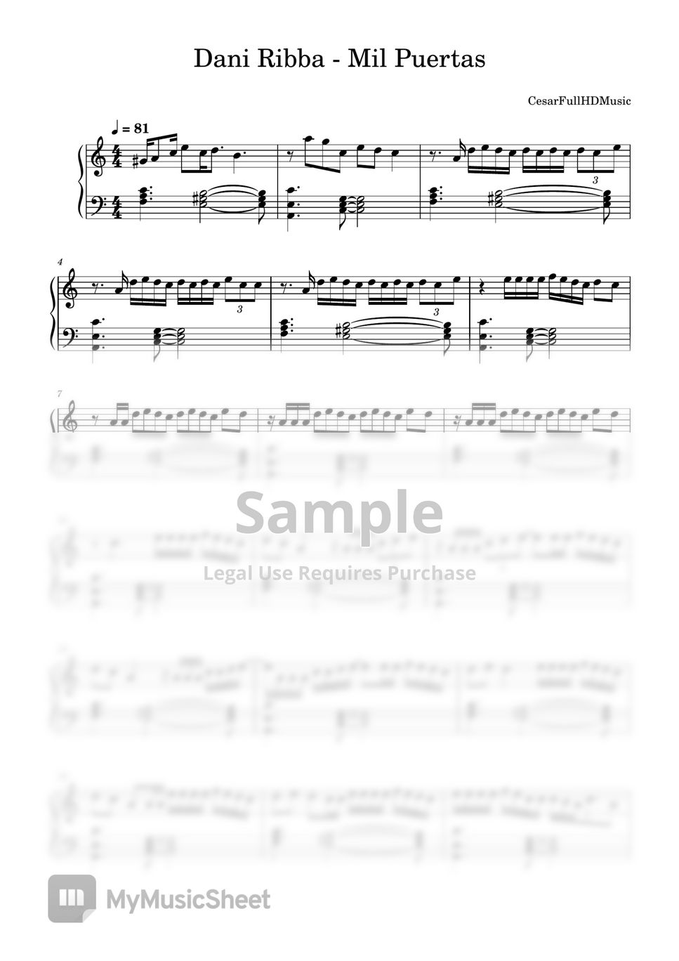 dani-ribba-mil-puertas-sheet-music