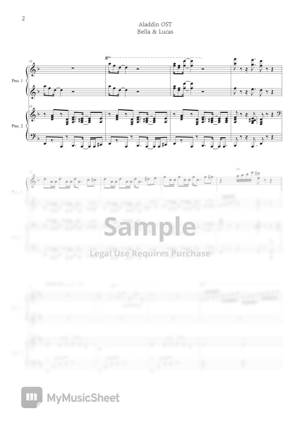 Medley (4hands piano) - Aladdin OST by BELLA&LUCAS