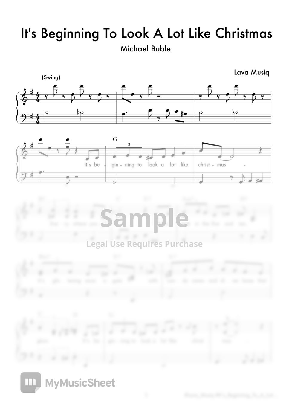 Michael Buble - It's Beginning To Look A Lot Like Christmas (Easy piano sheet) by Lava