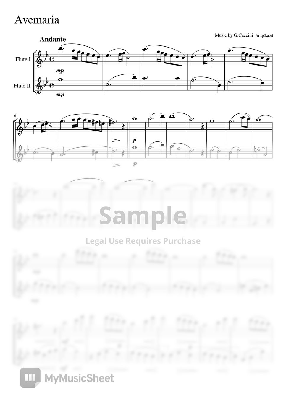 G.Caccini - Avemaria (Violin Duet) Sheet by pfkaori